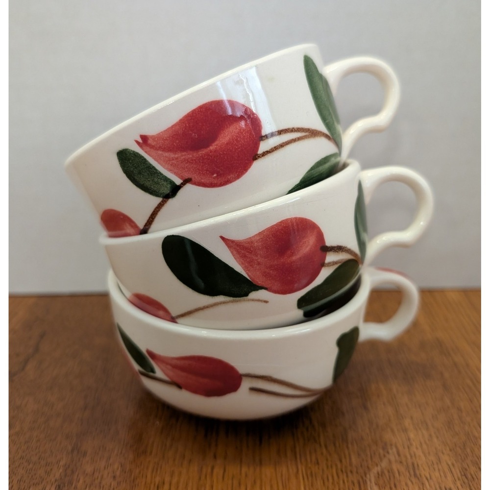 Meadow Rose By Stetson China, Set Of 3 Cups, Hand Painted